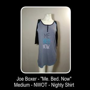 Joe Boxer "Me Bed Now" Long Pajama Shirt Medium